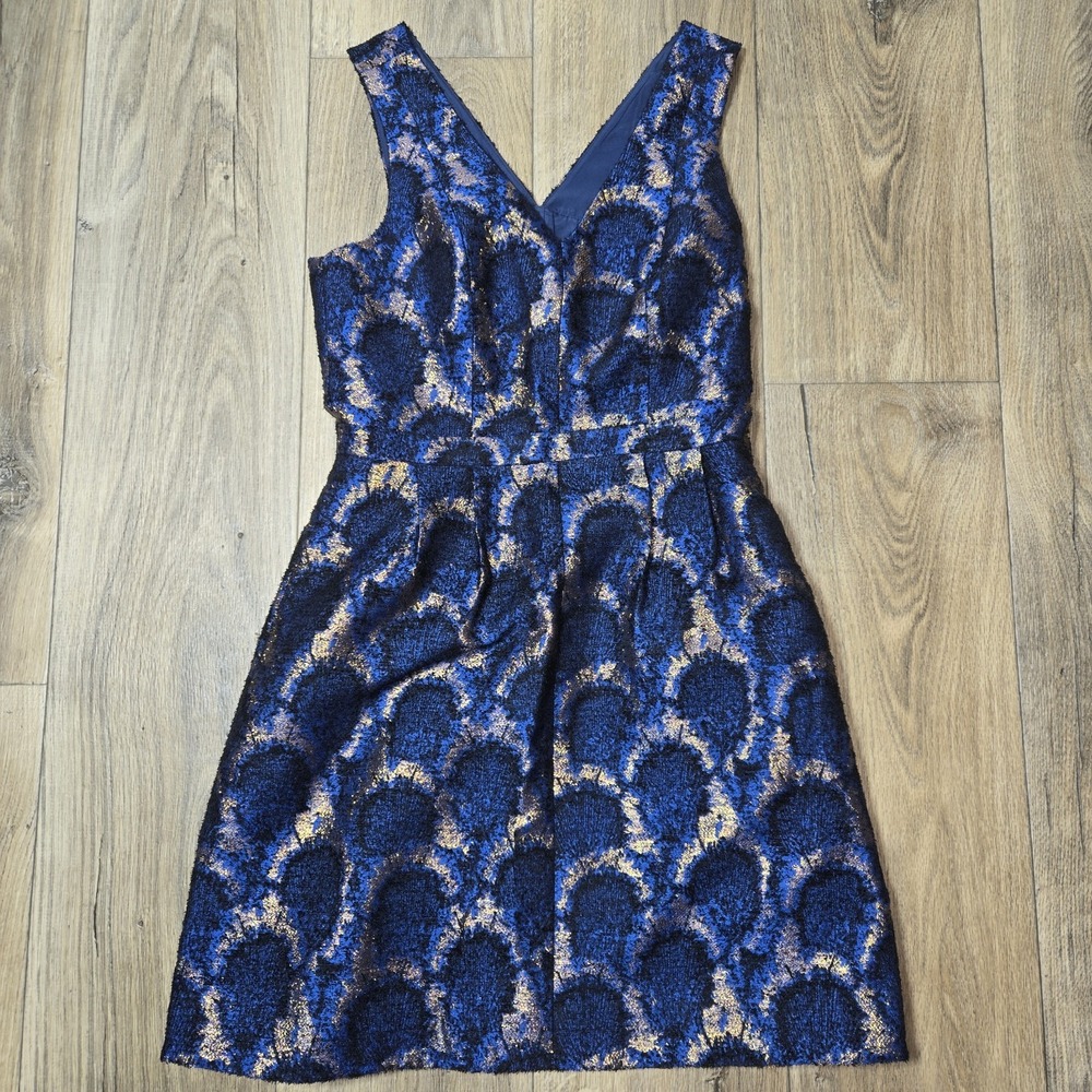 NWT J Crew Peacock Jacquard Fit and Flare Party Dress Size 9 - Picture 2 of 14